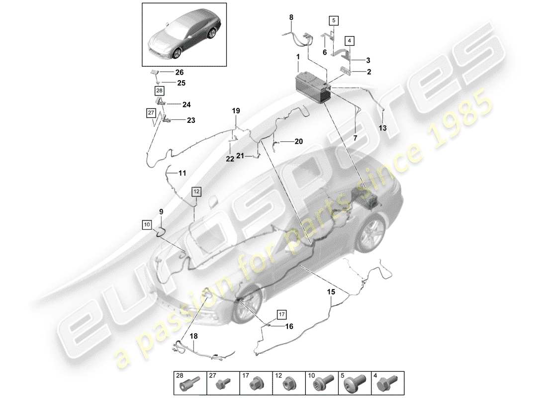 porsche panamera 971 (2018) battery part diagram