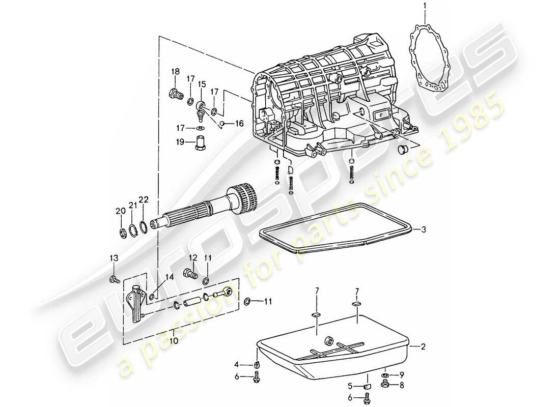 porsche 993 (1994) tiptronic - transmission case - oil pan part diagram