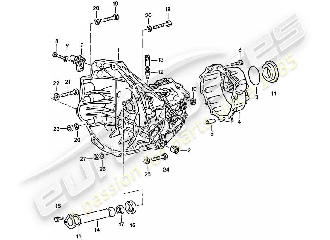 porsche 924 (1977) replacement transmission - transmission case - 4-speed part diagram