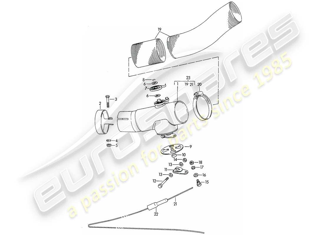 porsche 356b/356c (1961) heating air supply - d - mj 1964>> part diagram