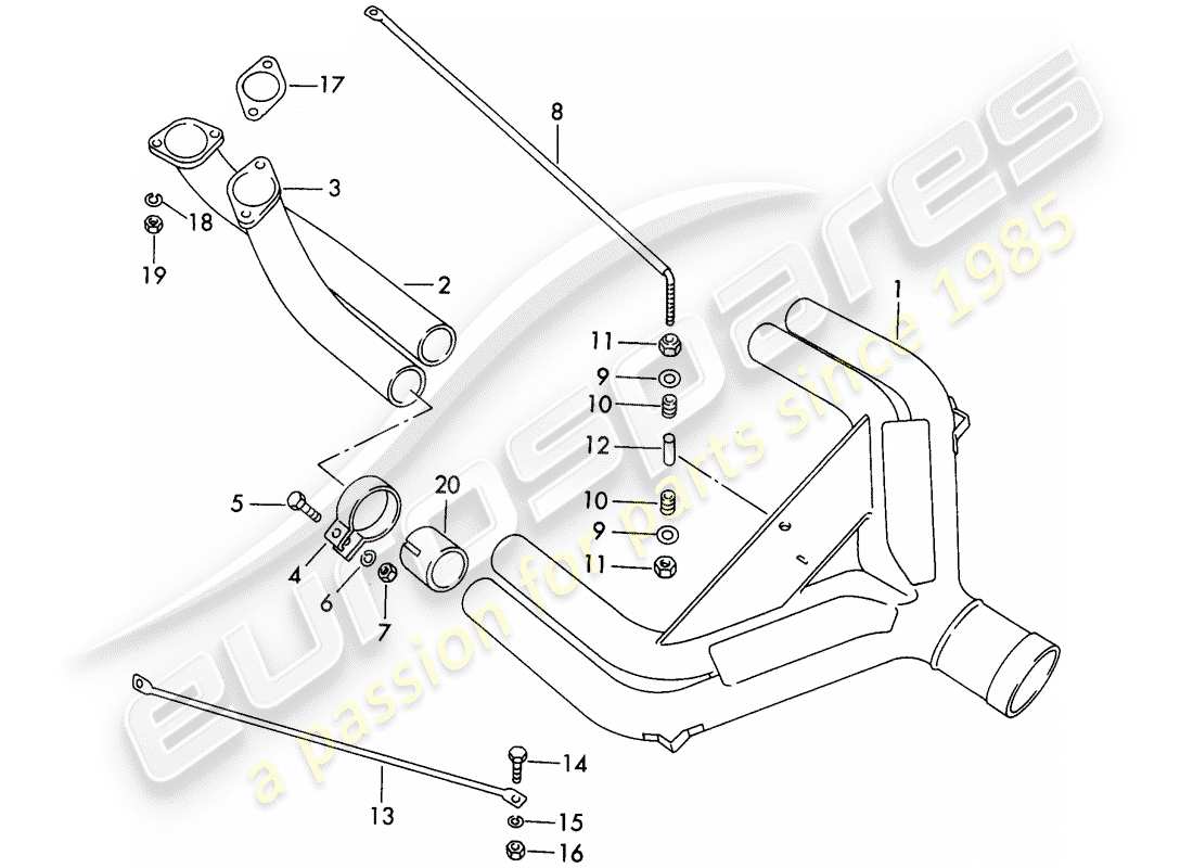 porsche 356b/356c (1964) exhaust system - sport version - only - for - race track part diagram