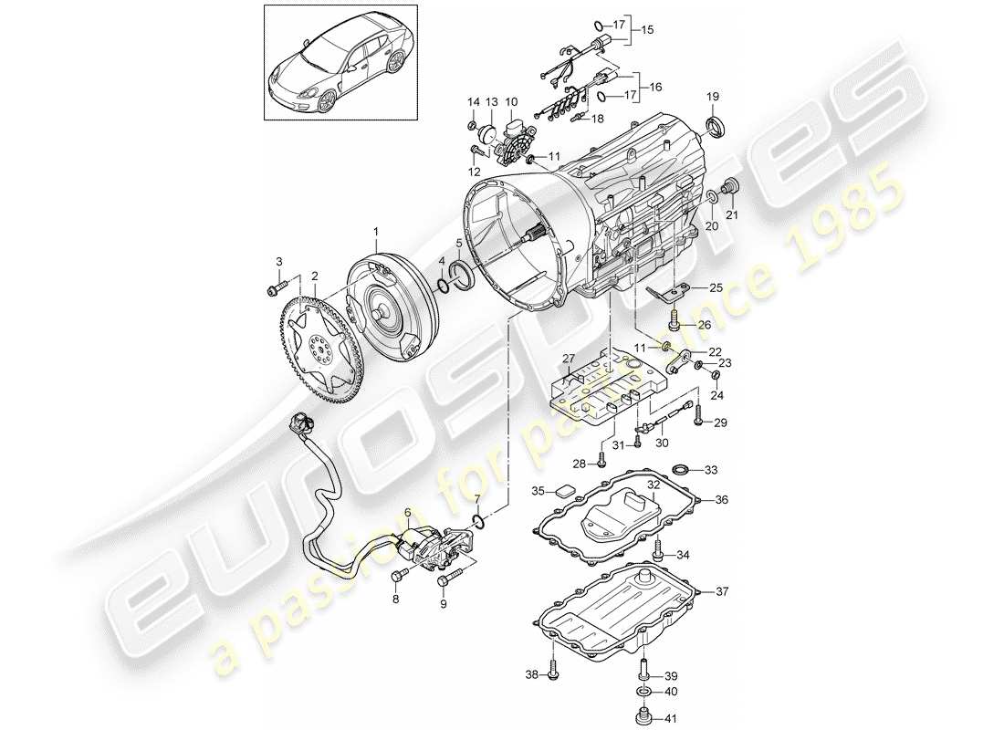 porsche panamera 970 (2012) replacement transmission part diagram