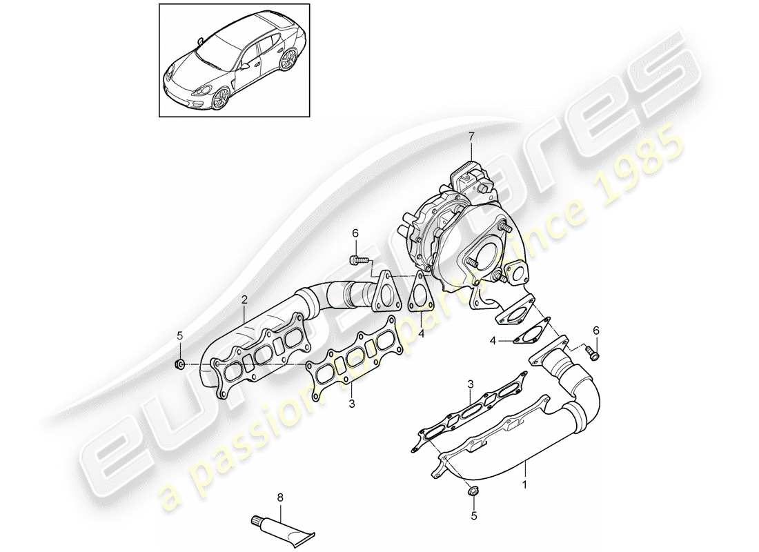 porsche panamera 970 (2012) exhaust system part diagram