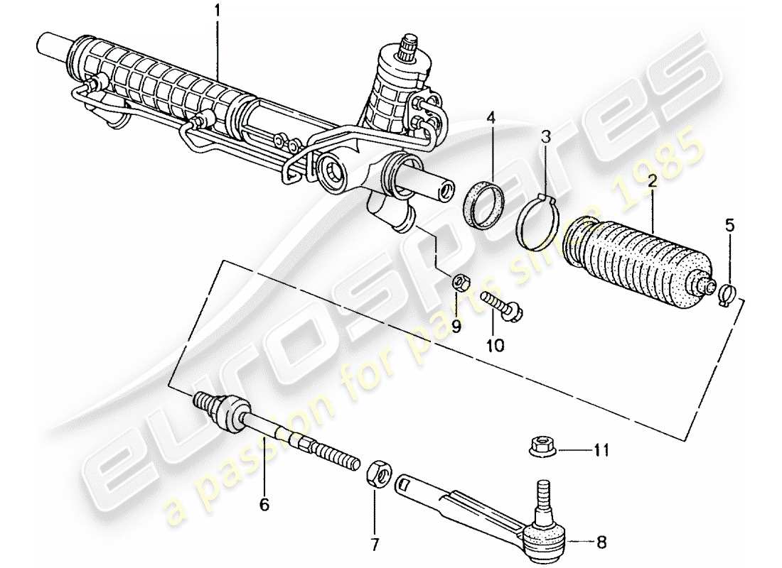 porsche 996 gt3 (2004) power steering - steering gear - steering parts part diagram