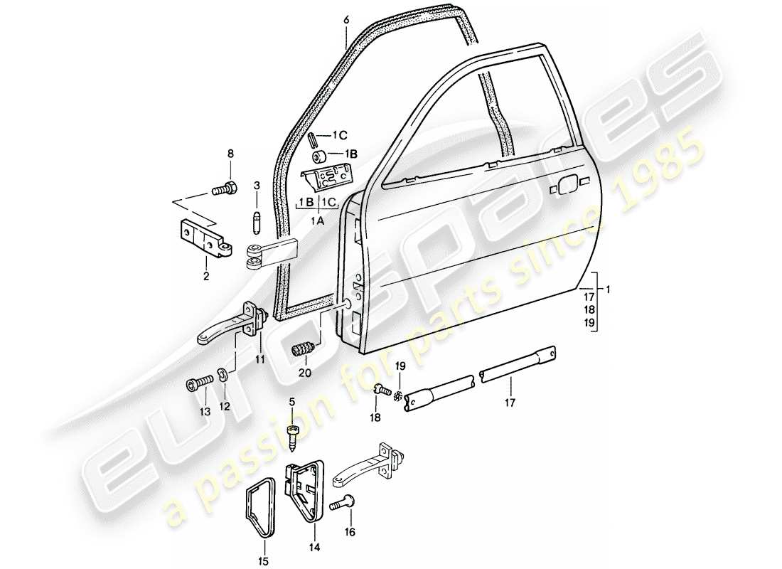 porsche 924s (1988) door part diagram