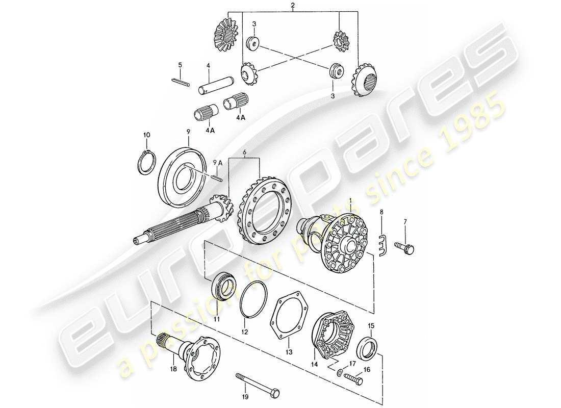 porsche 928 (1987) manual gearbox - differential part diagram