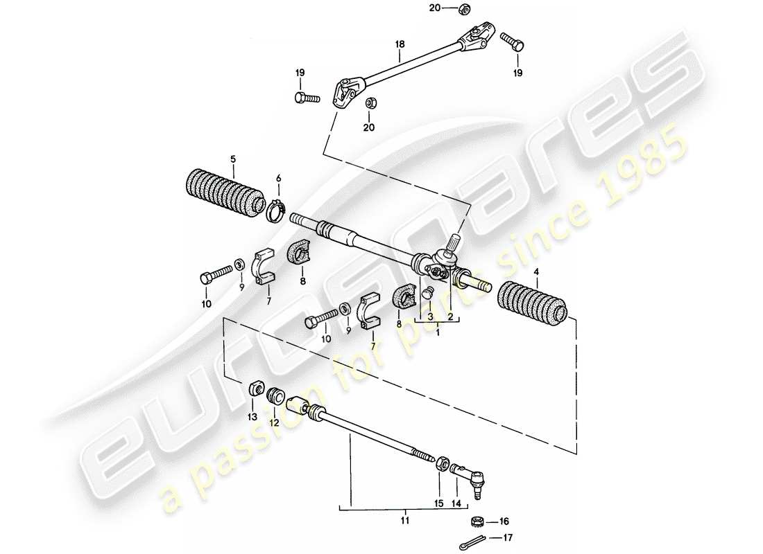 porsche 944 (1983) steering gear - steering track rod part diagram