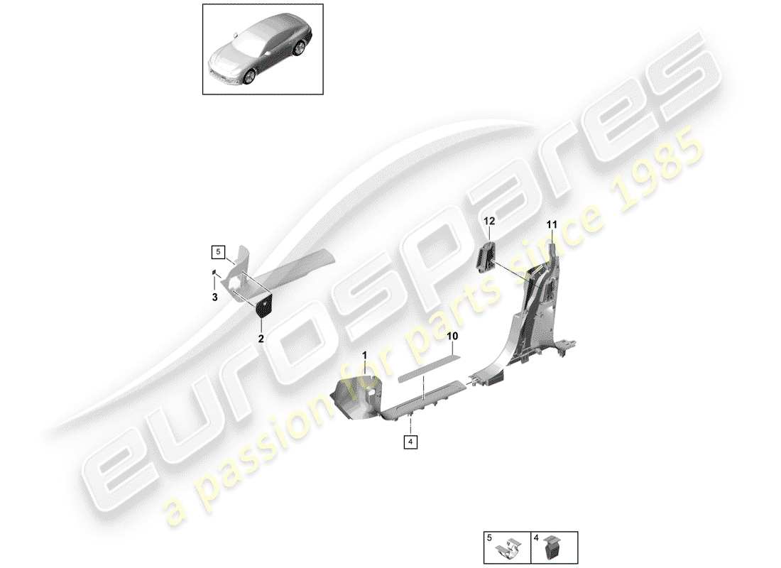 porsche panamera 971 (2020) sill panel trim part diagram