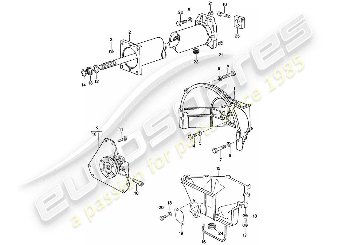 porsche 928 (1986) automatic transmission - central tube part diagram