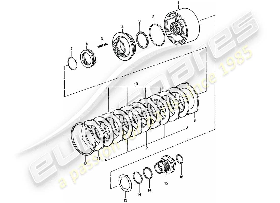 porsche 928 (1986) automatic transmission - clutch - k 2 part diagram