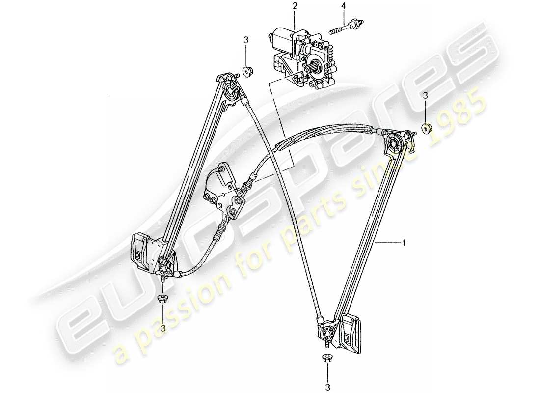 porsche 996 (2001) window regulator part diagram