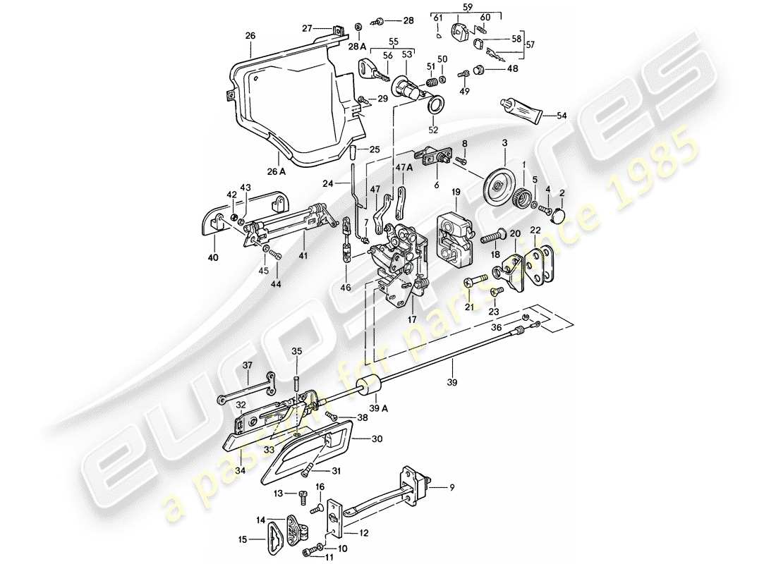 porsche 928 (1983) installation parts - for - door part diagram