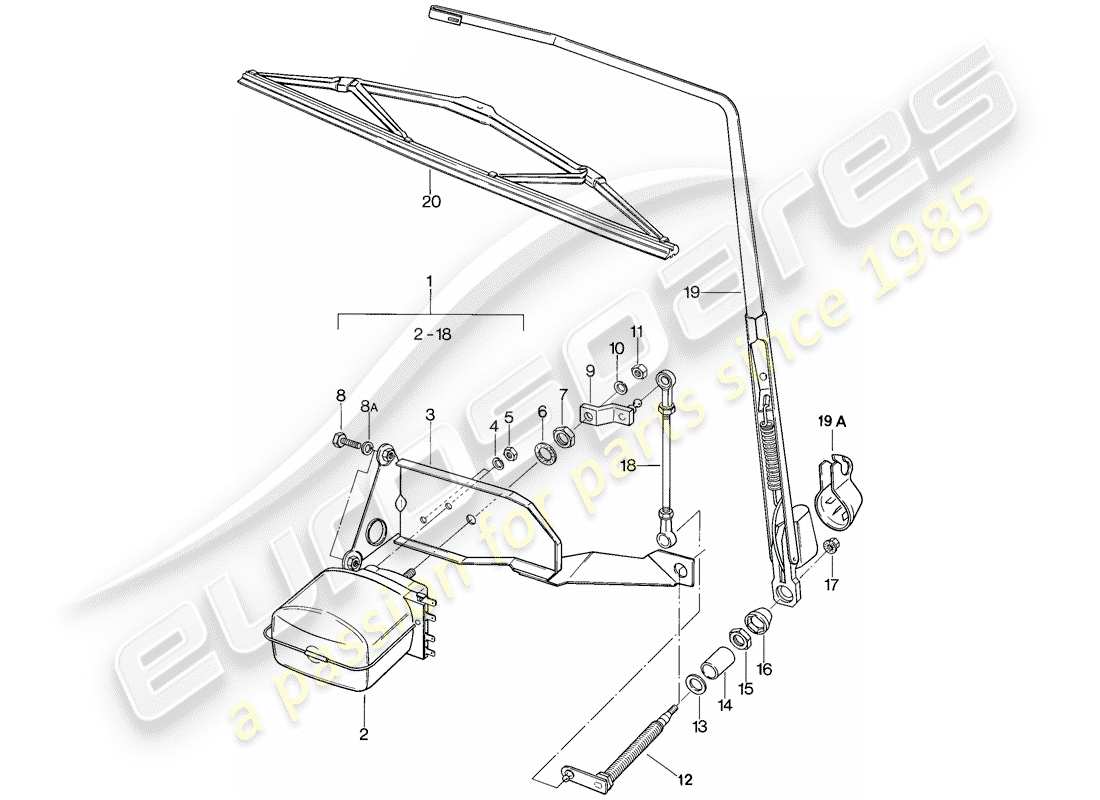 porsche 911 (1986) rear window wiper part diagram