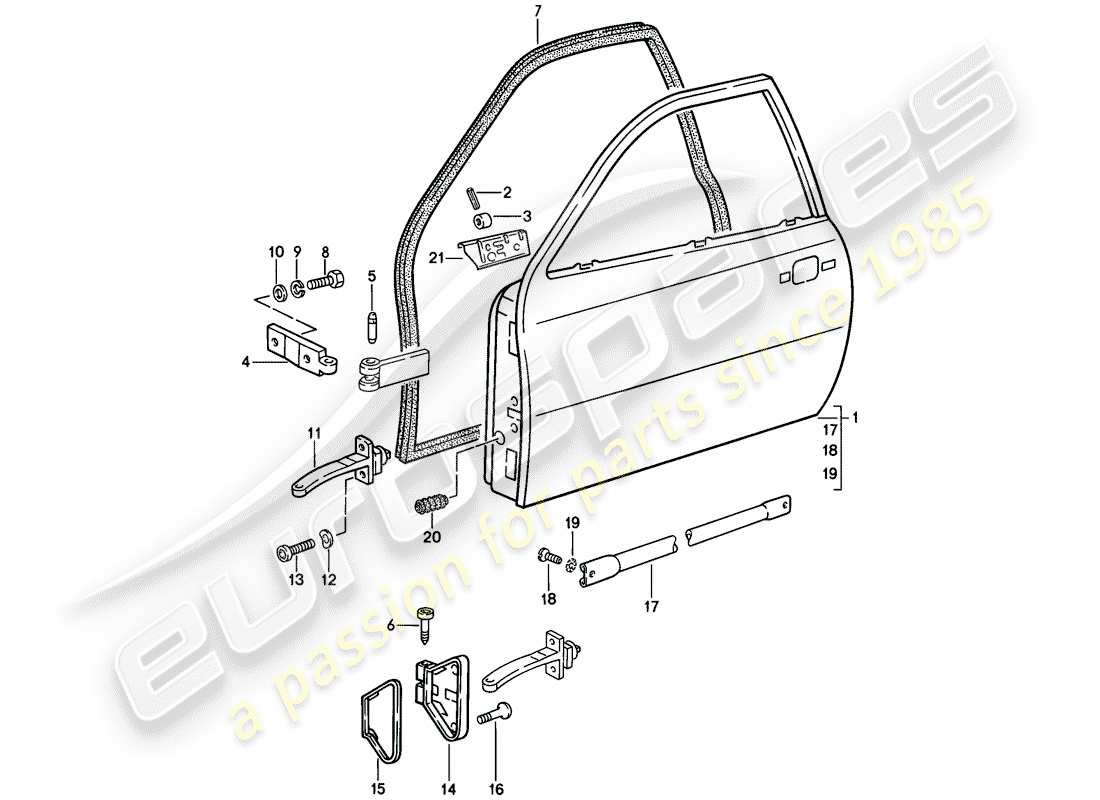 porsche 944 (1983) door part diagram