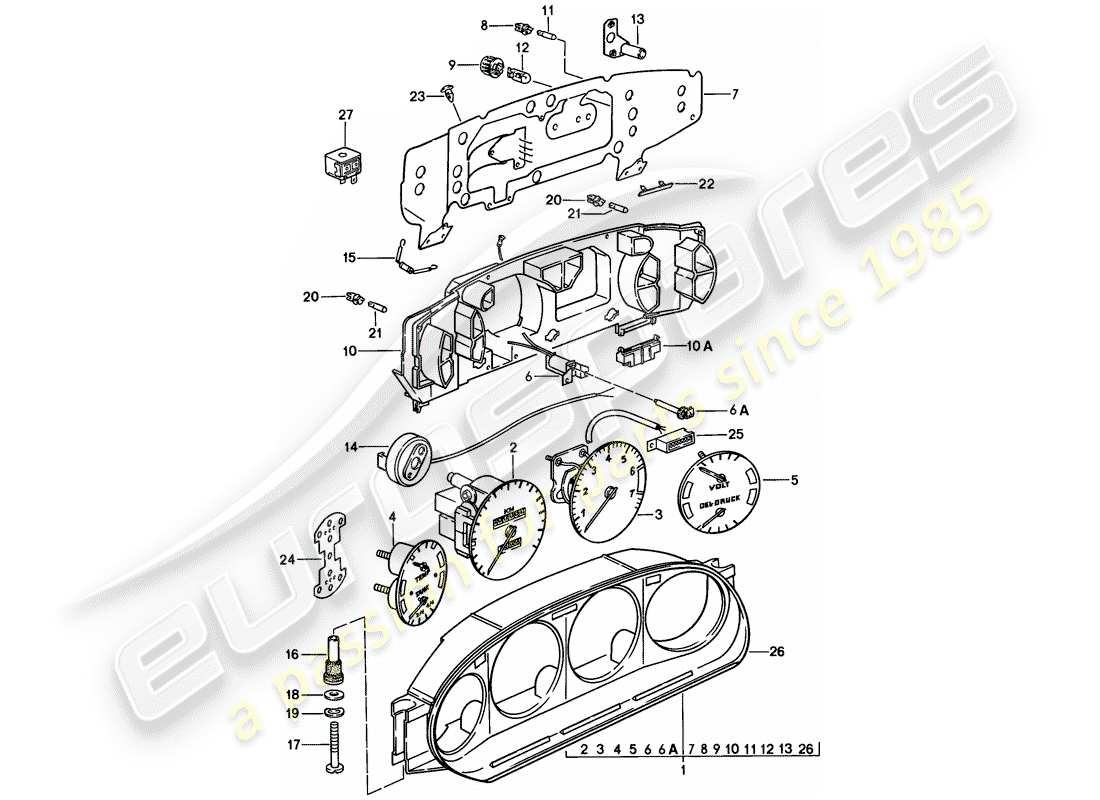 porsche 928 (1986) instrument cluster part diagram