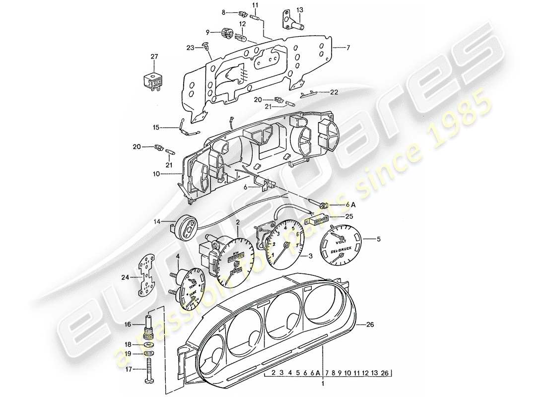 porsche 928 (1987) instrument cluster - d >> - mj 1988 part diagram