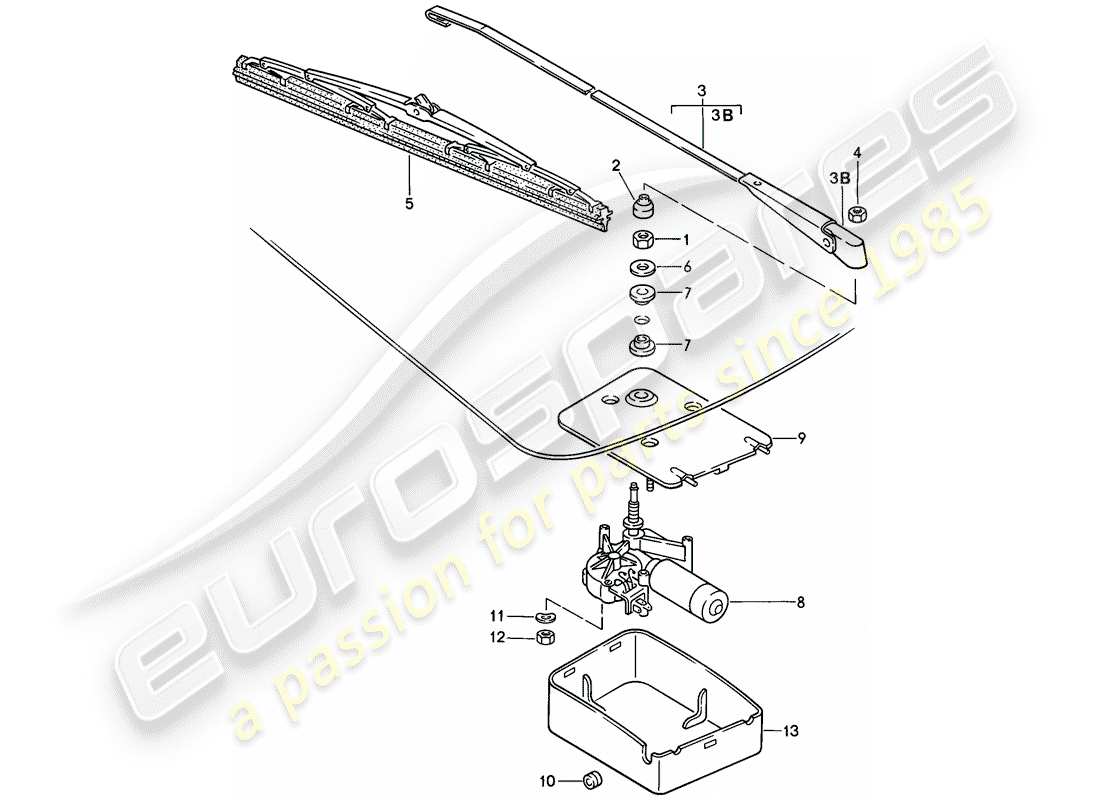 porsche 944 (1988) rear window wiper part diagram