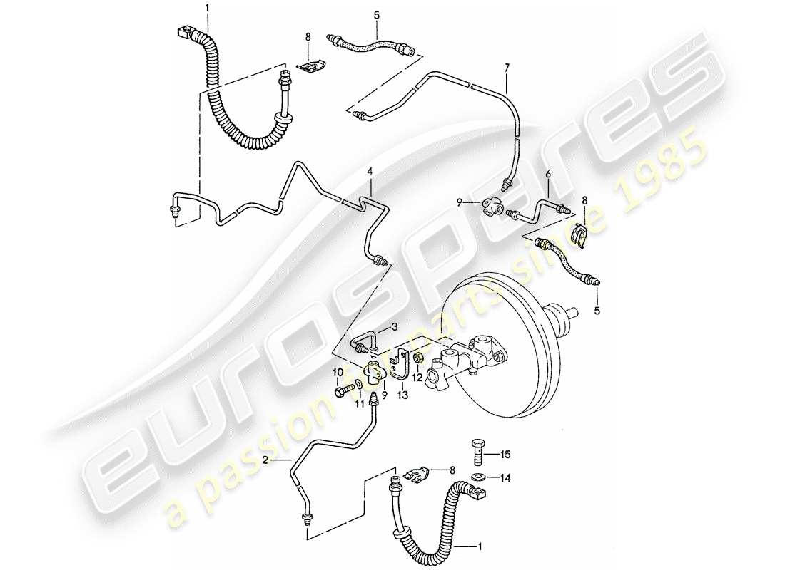 porsche 928 (1987) brake lines part diagram