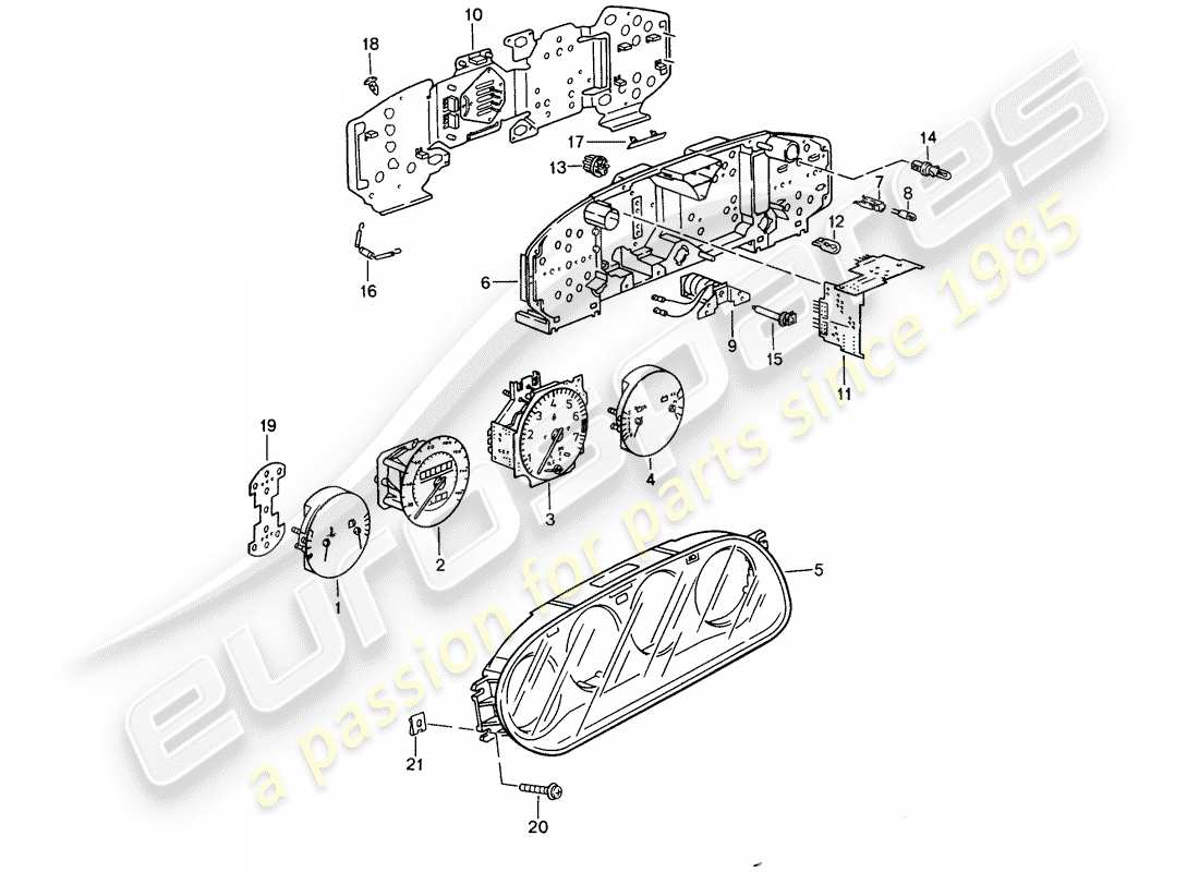 porsche 944 (1988) instrument cluster - d >> - mj 1986 part diagram