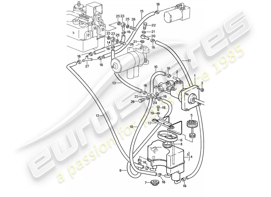 porsche 959 (1988) brake hydraulic system part diagram