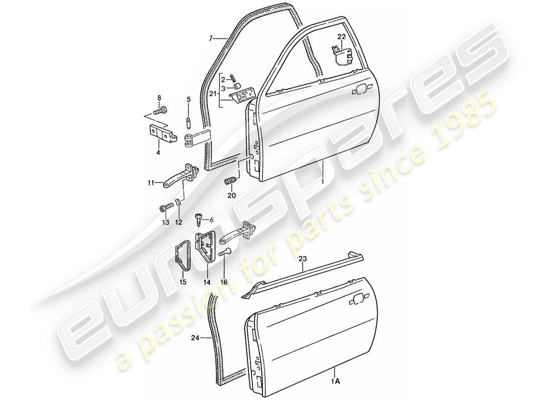 porsche 944 (1990) door part diagram