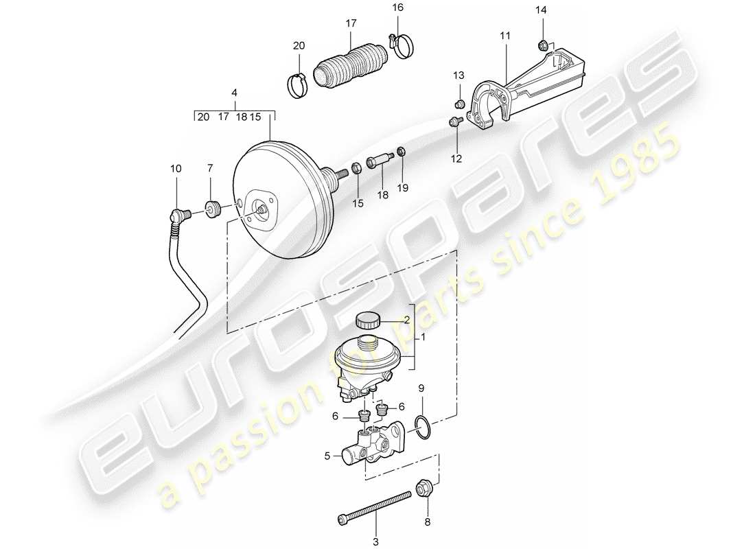 porsche cayman 987 (2006) brake master cylinder part diagram