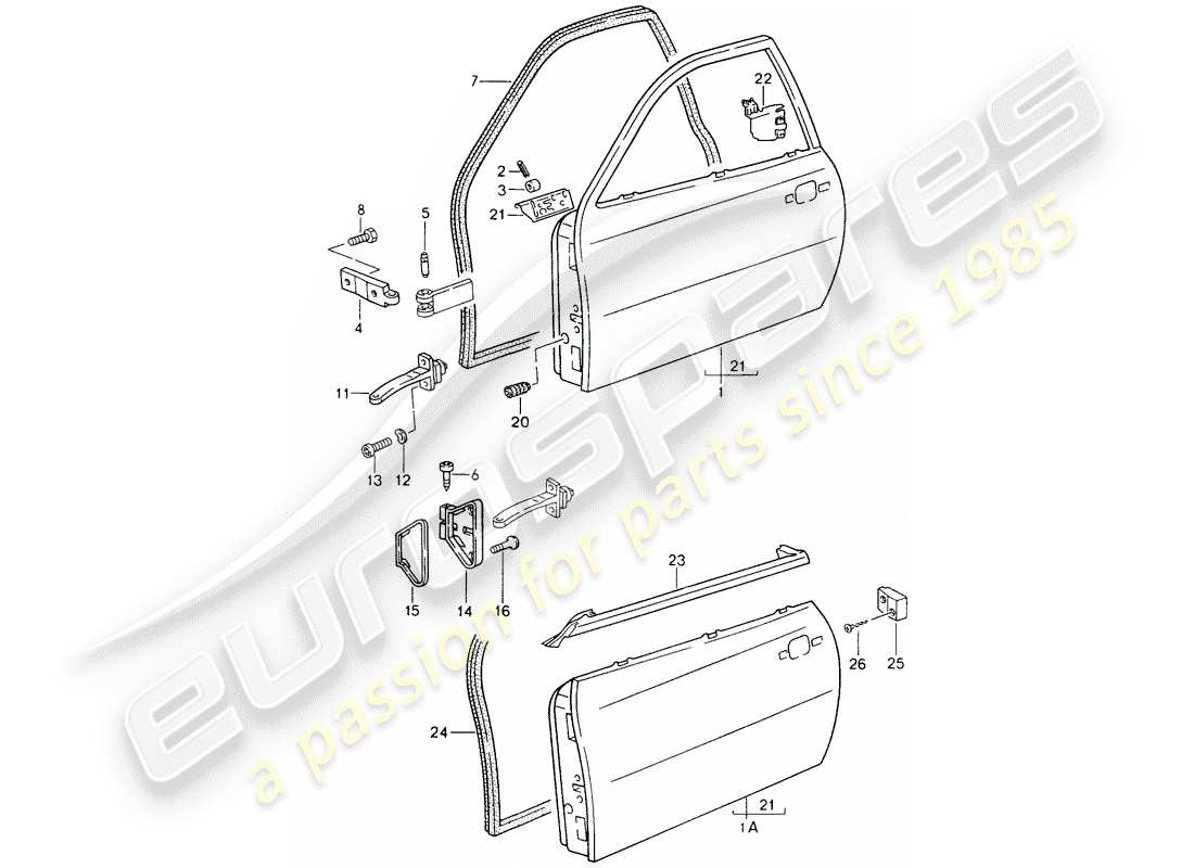 porsche 968 (1995) door part diagram