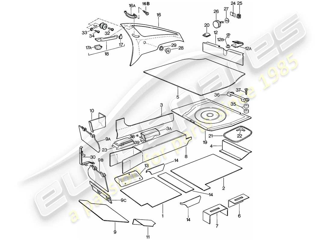 porsche 928 (1978) trims part diagram