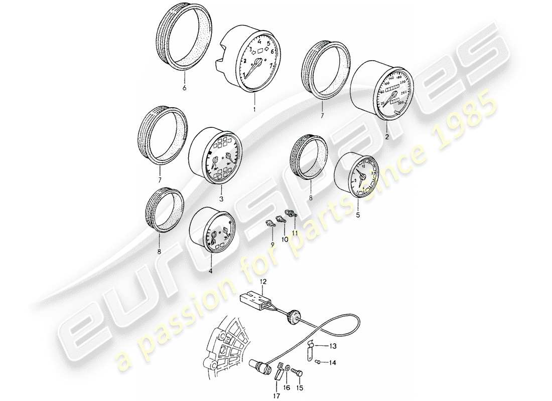 porsche 964 (1993) instruments part diagram