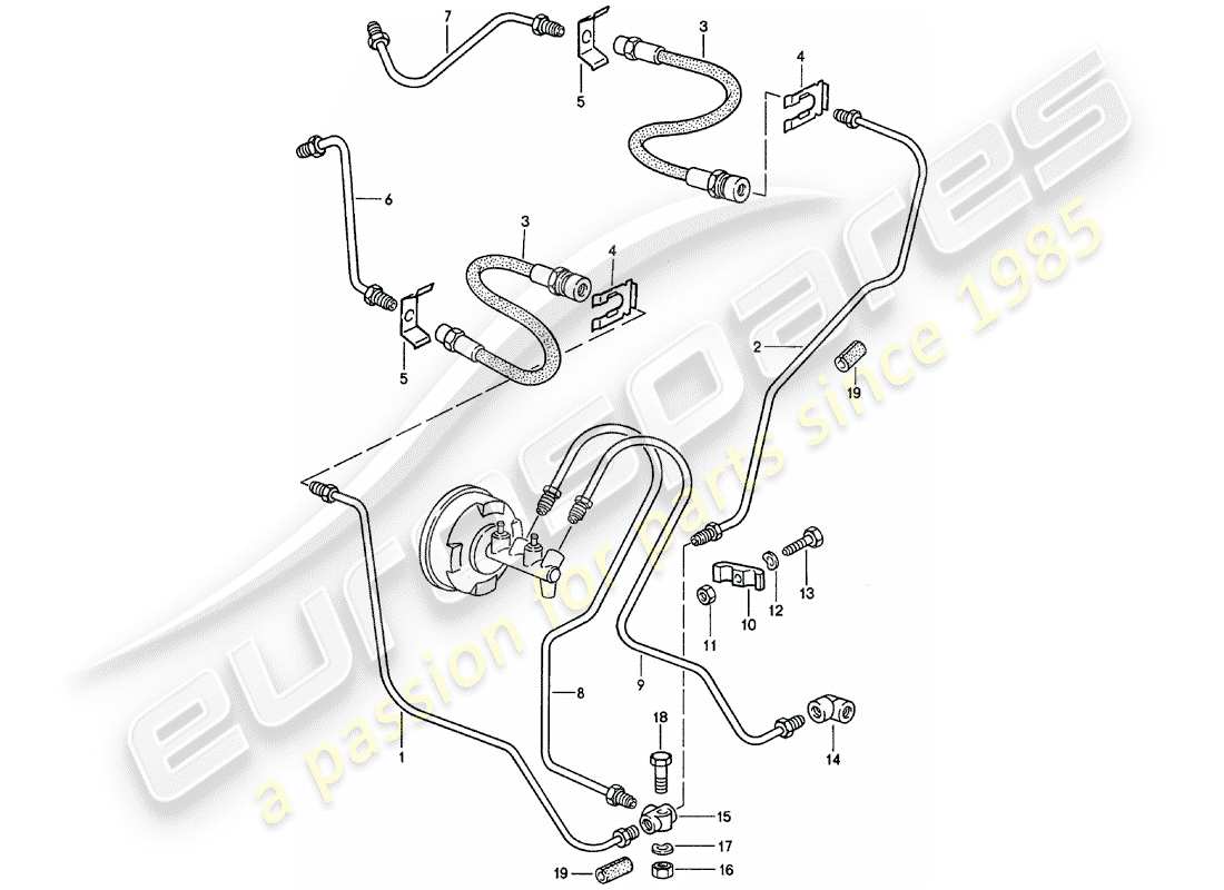 porsche 911 (1983) brake lines part diagram