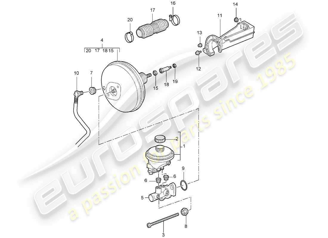 porsche boxster 987 (2008) brake master cylinder part diagram