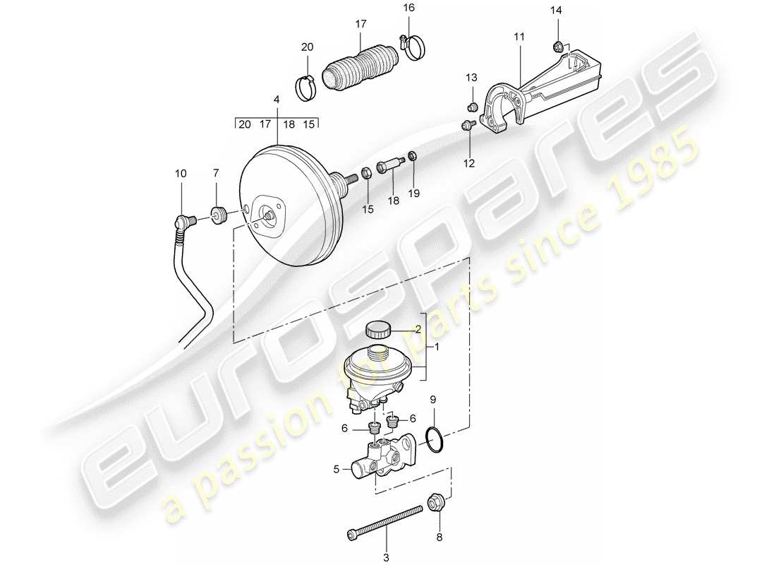 porsche 997 t/gt2 (2009) brake master cylinder part diagram