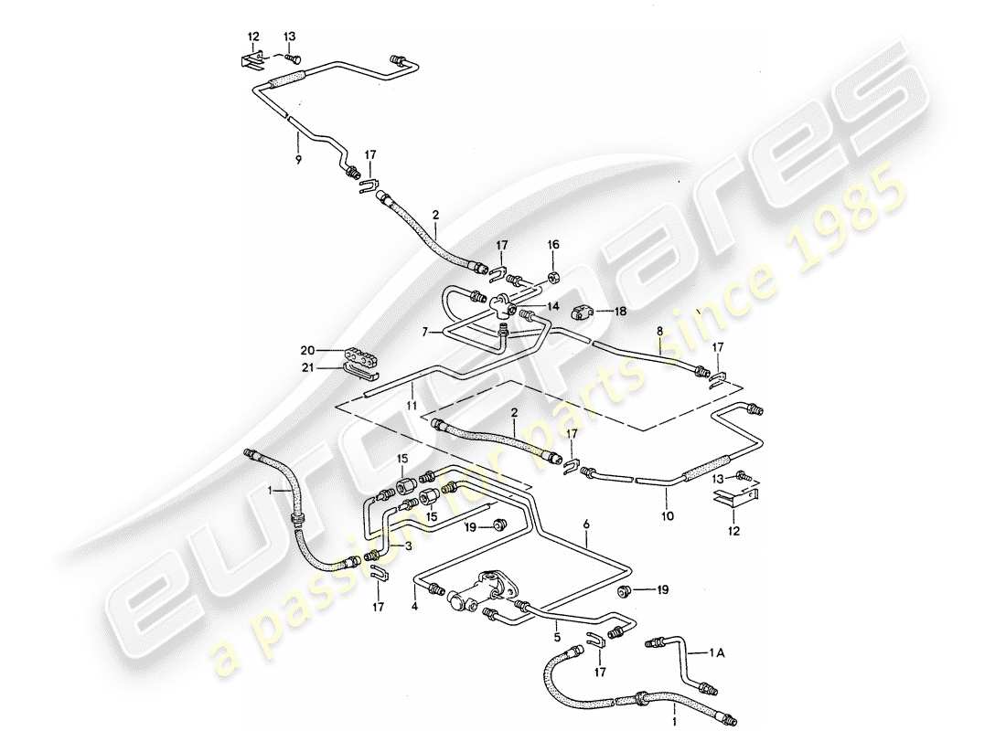 porsche 944 (1988) brake lines part diagram