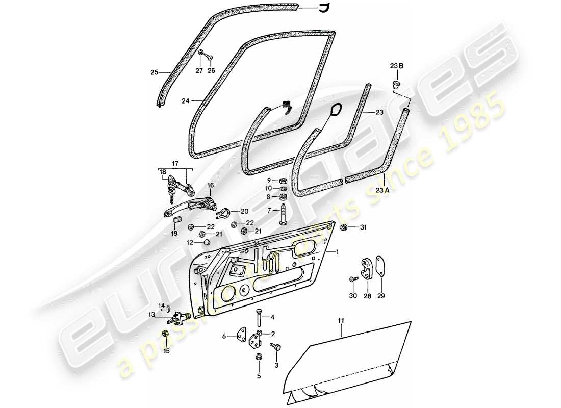 porsche 911 (1982) doors part diagram