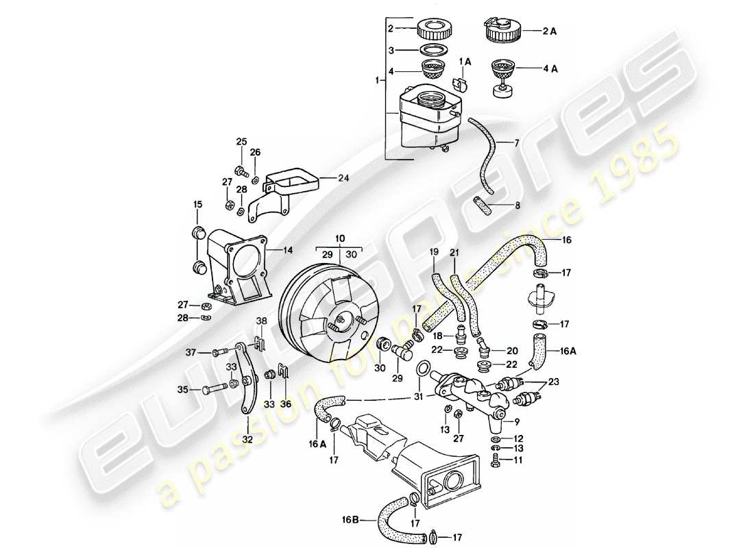 porsche 911 (1982) reservoir for - brake fluid part diagram