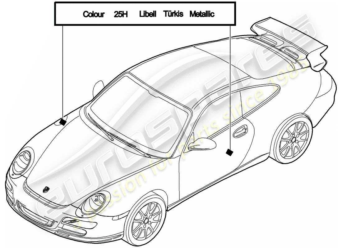 porsche 997 gt3 (2009) paint touch-up stick part diagram