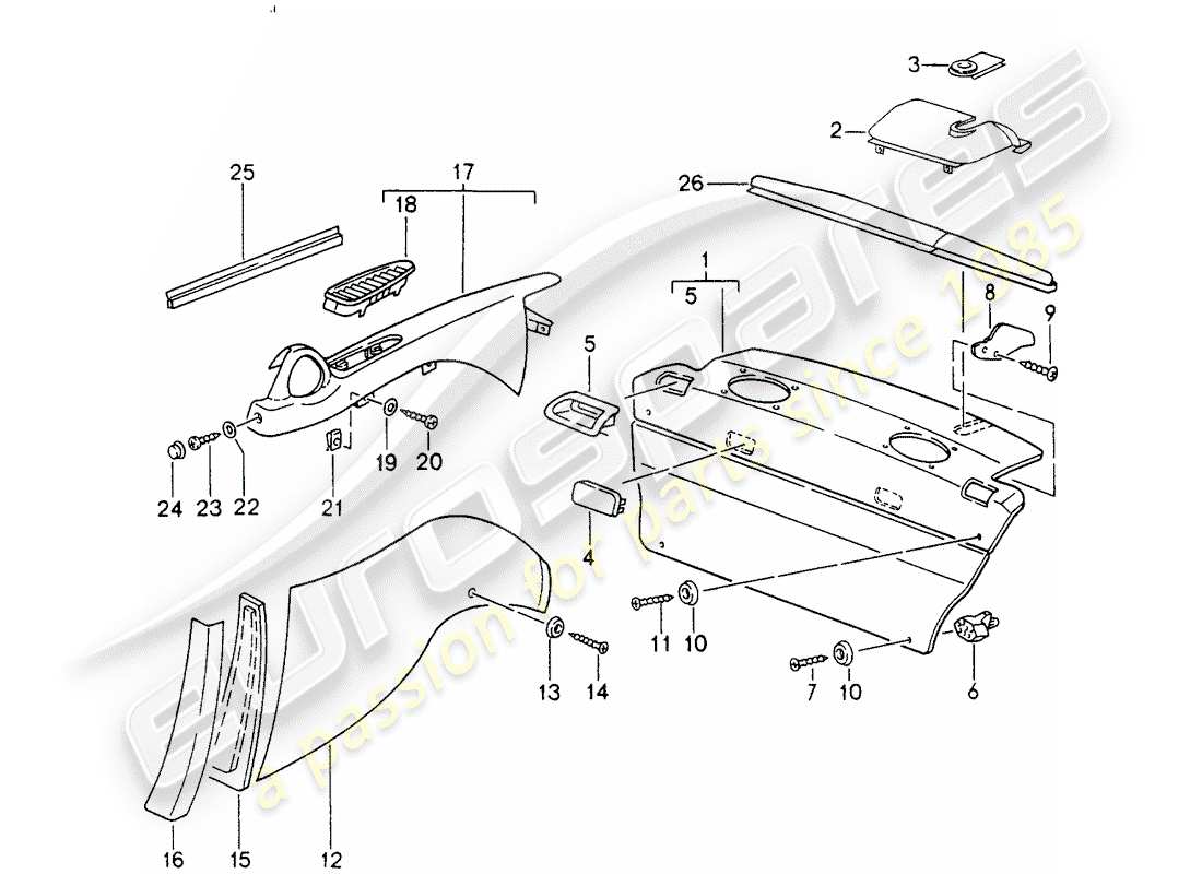 porsche 993 (1998) interior equipment - d - mj 1996>> part diagram