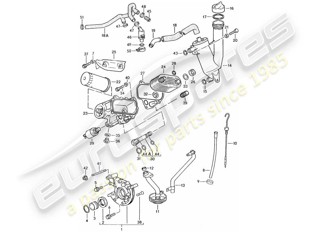 porsche 924s (1987) engine lubrication part diagram