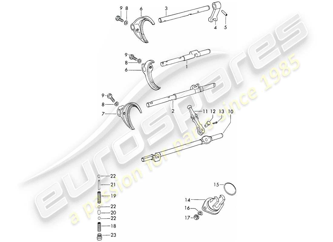 porsche 911/912 (1968) shift rods - shift forks part diagram