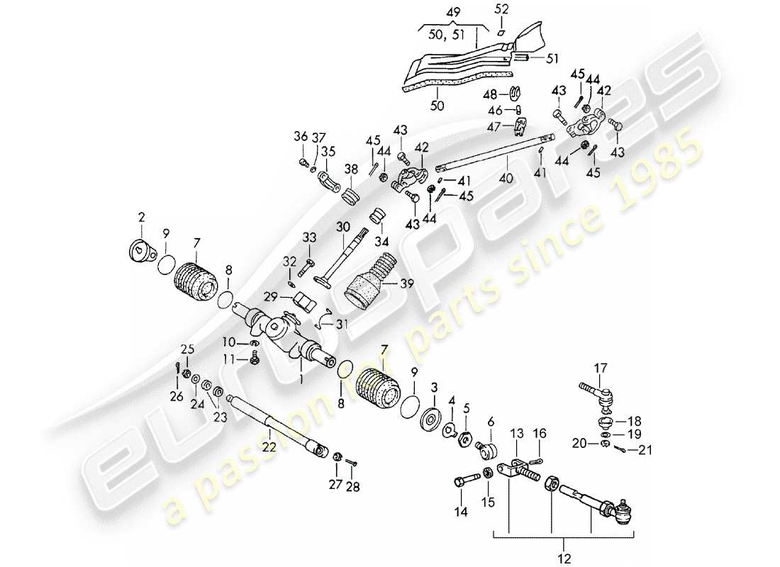 porsche 911/912 (1968) steering gear - steering linkage - d >> - mj 1968 part diagram