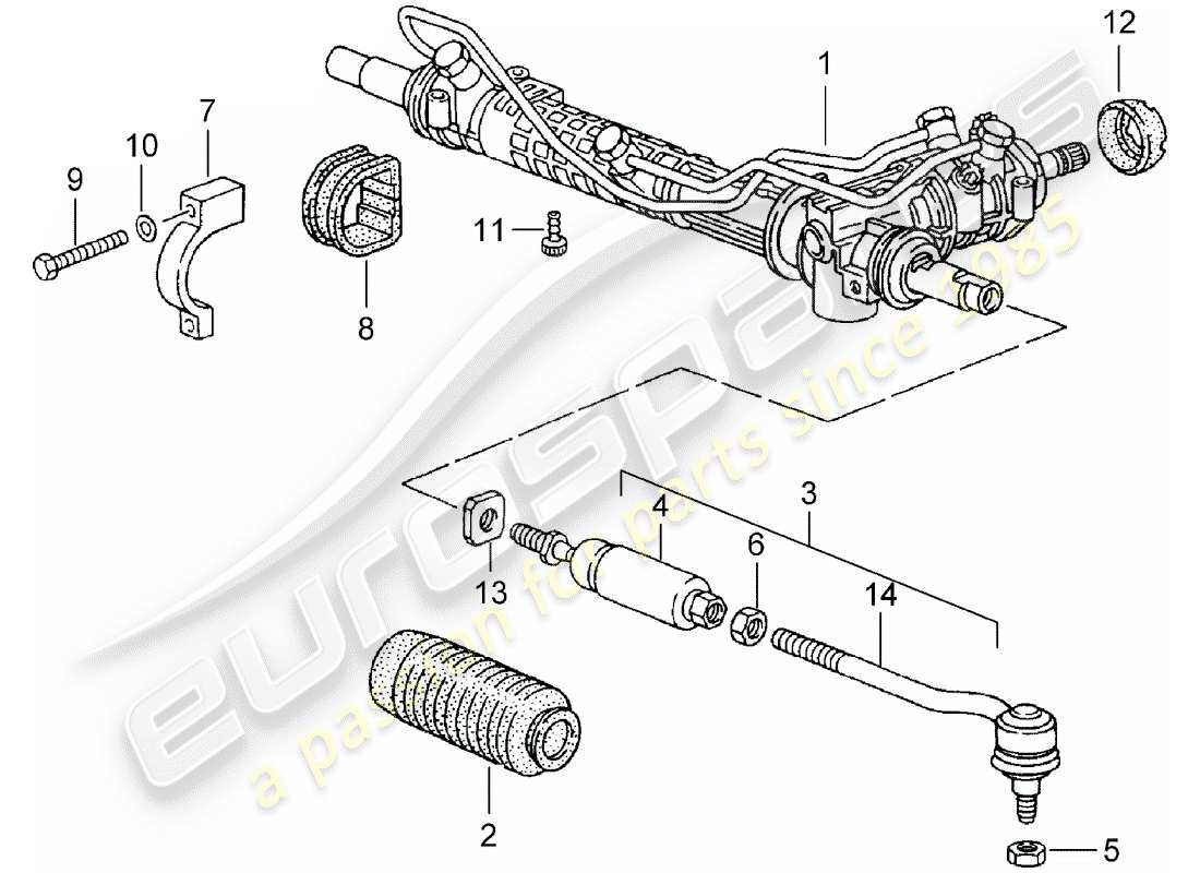 porsche 993 (1995) steering gear - steering parts part diagram