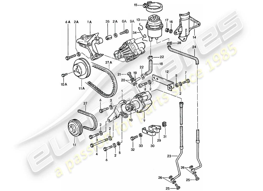 porsche 928 (1986) steering - lines part diagram