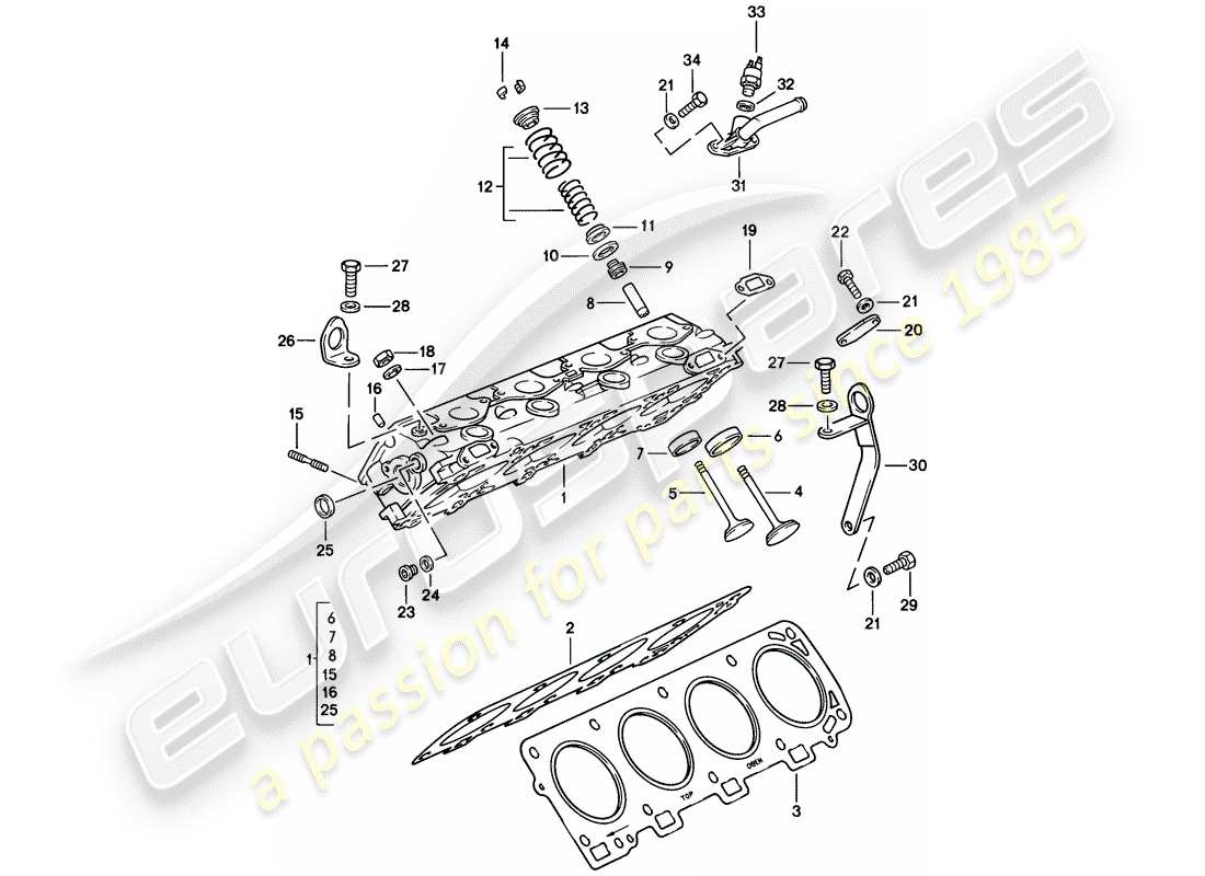 porsche 928 (1986) supplier - aufgea - cylinder head - 2 - valve - repair set for maintenance - see illustration: part diagram