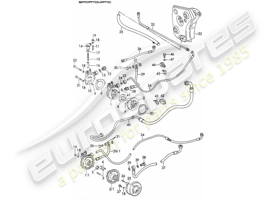 porsche 911 (1972) oil supply - for - torque converter - sportomatic - d - mj 1972>> - mj 1972 part diagram