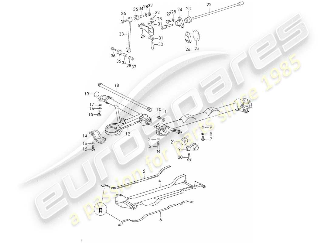 porsche 911 (1972) front axle - stabilizer part diagram