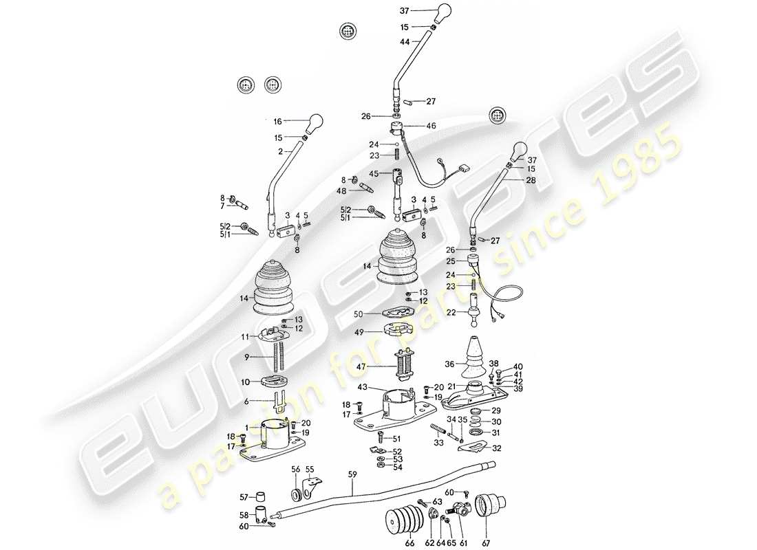 porsche 911 (1977) transmission control part diagram