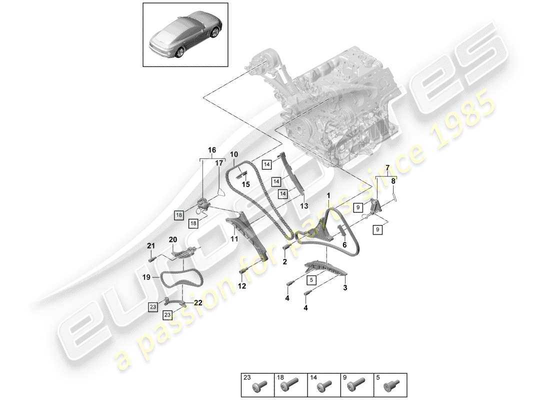 porsche panamera 971 (2020) timing chain part diagram