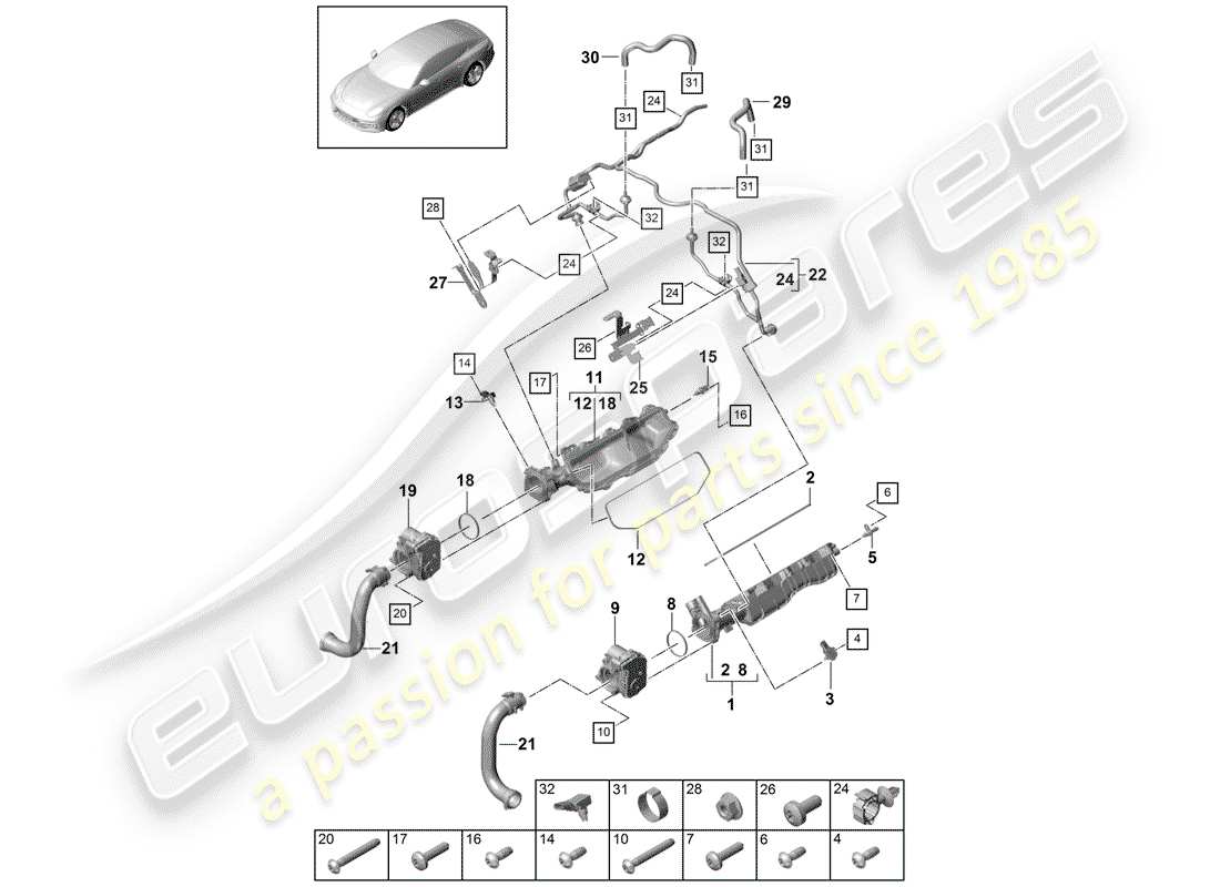 porsche panamera 971 (2020) intake pipe part diagram