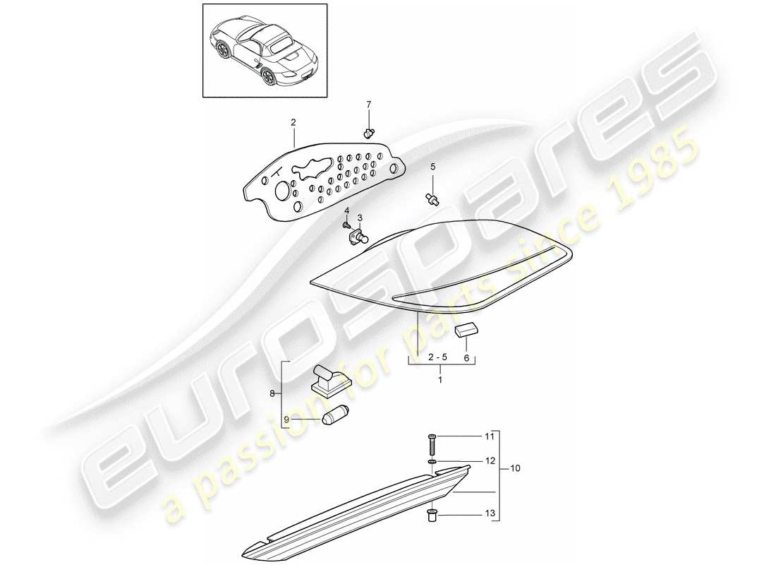 porsche boxster 987 (2010) rear light part diagram