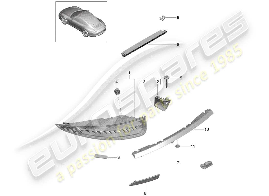 porsche 991 (2013) rear light part diagram